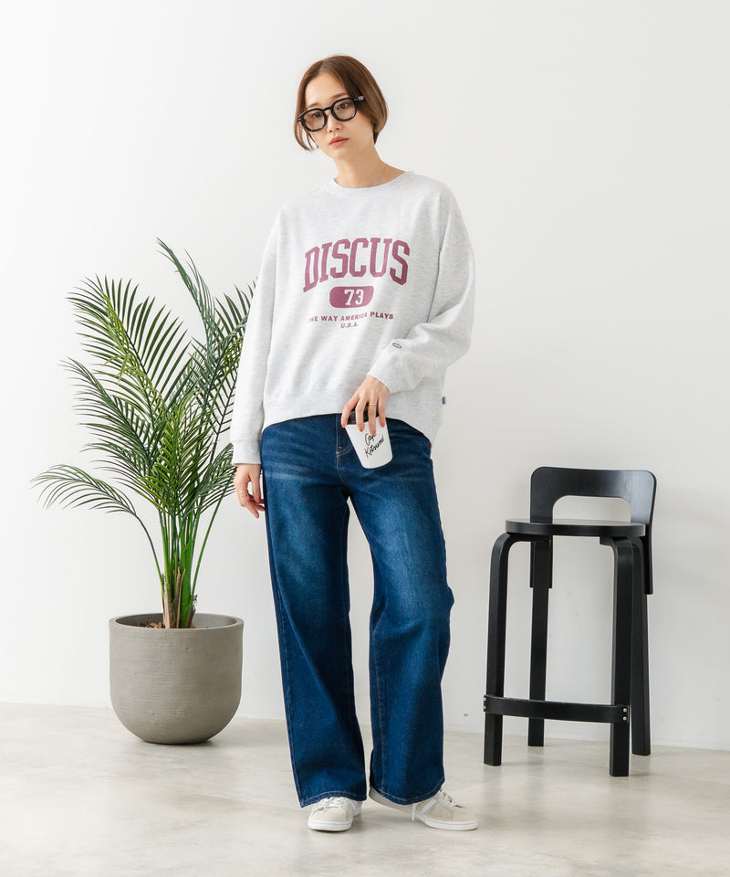 【DISCUS/ディスカス】カレッジロゴ 裏起毛スウェット 裾ラウンド