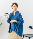 【C-FORT POINT/フォートポイント】【小顔・着やせ効果】 デニムライクスキッパーブラウス 大人カジュアル きれいめ オフィス 通勤 ママコーデ デイリー ❘ジーンズメイト公式オンラインショップ