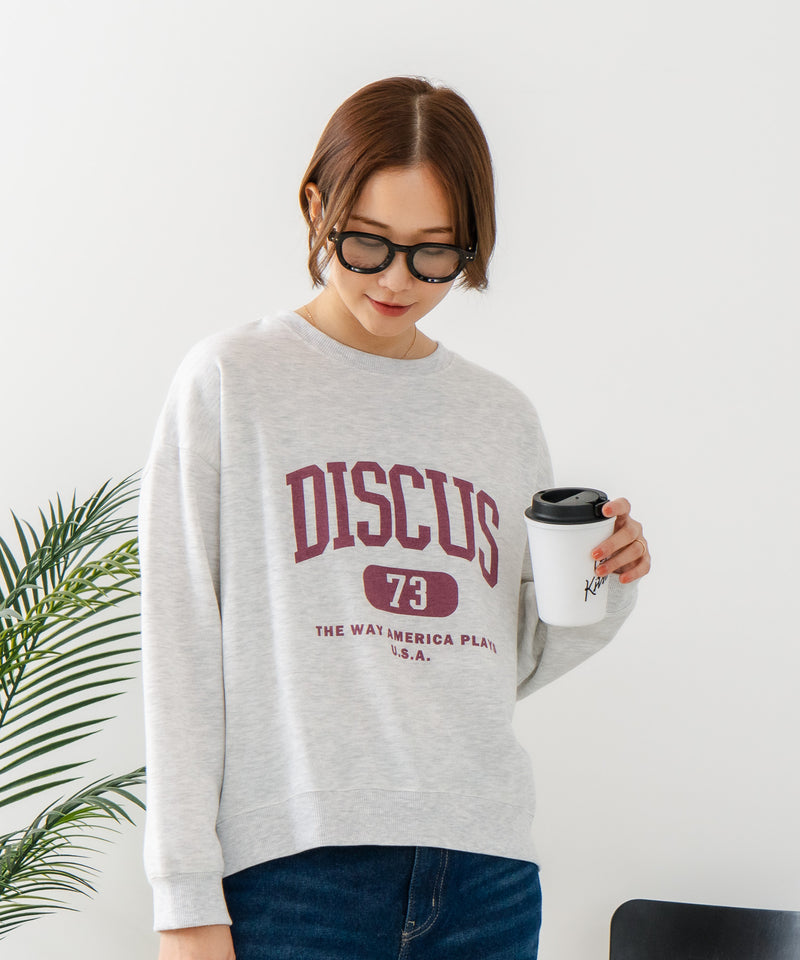 【DISCUS/ディスカス】カレッジロゴ 裏起毛スウェット 裾ラウンド