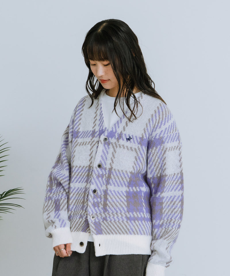 【BEVERLY HILLS POLO CLUB/ビバリーヒルズポロクラブ】ワンポイント刺繍 モヘアタッチ ニットカーディガン