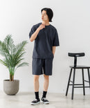 【PRIMAL POINT】【ひんやりとした生地 ストレッチ性も◎】高機能 半袖セットアップ ルームウェア ワンマイルウェア リラックス ユニセックス