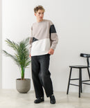 【BLUE STANDARD/ブルースタンダード】パフィースウェット 切り替え クルーネック トレーナー ストレッチ 春服