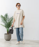【C-FORTPOINT/フォートポイント】【動きやすいサイドスリット入り】フロントロゴ 刺繍チュニック ゆったりシルエット 体形カバー シンプル カジュアル