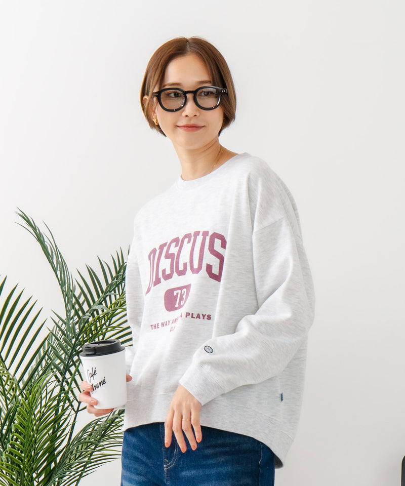 【DISCUS/ディスカス】カレッジロゴ 裏起毛スウェット 裾ラウンド