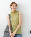 【C-FORTPOINT/フォートポイント】【上品なハイネックデザインが大人可愛い！】レース切り替えタンクトップ 首元カバー レイヤード 上品 華やか カジュアル フェミニン 通気性 ❘ジーンズメイト公式オンラインショップ