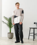 【BLUE STANDARD/ブルースタンダード】パフィースウェット 切り替え クルーネック トレーナー ストレッチ 春服