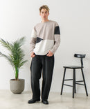 【BLUE STANDARD/ブルースタンダード】パフィースウェット 切り替え クルーネック トレーナー ストレッチ 春服