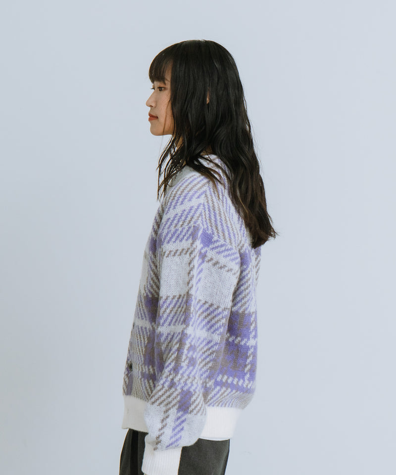 【BEVERLY HILLS POLO CLUB/ビバリーヒルズポロクラブ】ワンポイント刺繍 モヘアタッチ ニットカーディガン