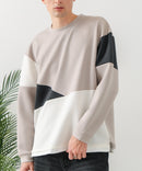 【BLUE STANDARD/ブルースタンダード】パフィースウェット 切り替え クルーネック トレーナー ストレッチ 春服