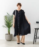 【C-FORT POINT/フォートポイント】すっきり見え インド綿 無地シャツワンピース さらっと軽やか リゾート Aライン フレア ナチュラル 旅行 コットン100%