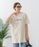 【C-FORTPOINT/フォートポイント】【動きやすいサイドスリット入り】フロントロゴ 刺繍チュニック ゆったりシルエット 体形カバー シンプル カジュアル