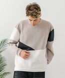 【BLUE STANDARD/ブルースタンダード】パフィースウェット 切り替え クルーネック トレーナー ストレッチ 春服