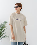 【C-FORTPOINT/フォートポイント】【動きやすいサイドスリット入り】フロントロゴ 刺繍チュニック ゆったりシルエット 体形カバー シンプル カジュアル