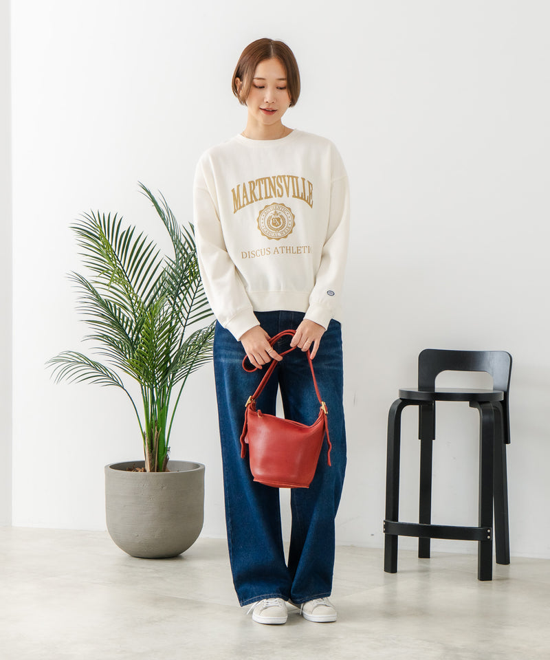 【DISCUS/ディスカス】カレッジロゴ 裏起毛スウェット 裾ラウンド