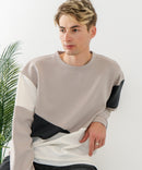 【BLUE STANDARD/ブルースタンダード】パフィースウェット 切り替え クルーネック トレーナー ストレッチ 春服