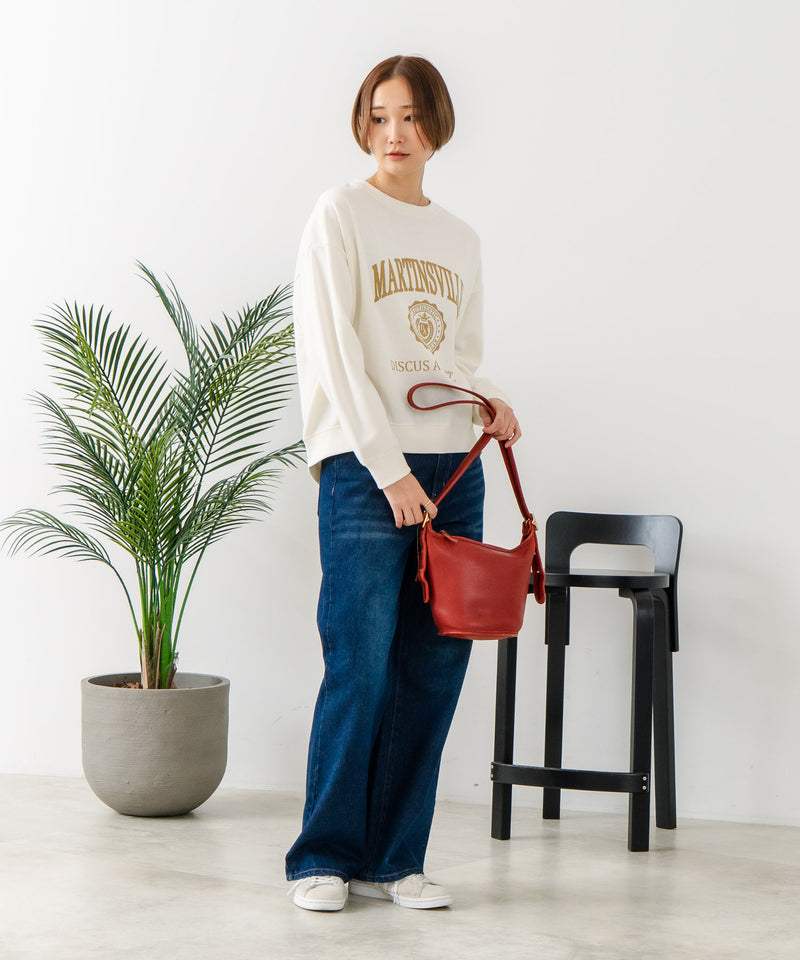 【DISCUS/ディスカス】カレッジロゴ 裏起毛スウェット 裾ラウンド