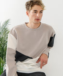 【BLUE STANDARD/ブルースタンダード】パフィースウェット 切り替え クルーネック トレーナー ストレッチ 春服