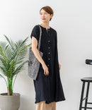 【C-FORT POINT/フォートポイント】すっきり見え インド綿 無地シャツワンピース さらっと軽やか リゾート Aライン フレア ナチュラル 旅行 コットン100%