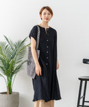 【C-FORT POINT/フォートポイント】すっきり見え インド綿 無地シャツワンピース さらっと軽やか リゾート Aライン フレア ナチュラル 旅行 コットン100%