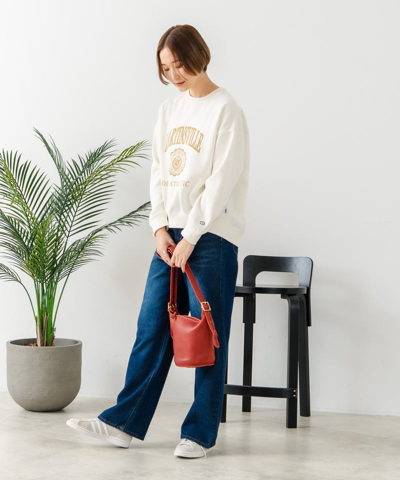 【DISCUS/ディスカス】カレッジロゴ 裏起毛スウェット 裾ラウンド