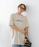 【C-FORTPOINT/フォートポイント】【動きやすいサイドスリット入り】フロントロゴ 刺繍チュニック ゆったりシルエット 体形カバー シンプル カジュアル