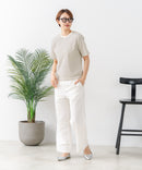 【C-FORTPOINT/フォートポイント】【細見え スタイルアップ効果】細ボーダー ジャガードリブTシャツ 着痩せ きれいめ オフィス 通勤 大人カジュアル フレンチシック