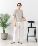【C-FORTPOINT/フォートポイント】【細見え スタイルアップ効果】細ボーダー ジャガードリブTシャツ 着痩せ きれいめ オフィス 通勤 大人カジュアル フレンチシック