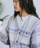 【BEVERLY HILLS POLO CLUB/ビバリーヒルズポロクラブ】ワンポイント刺繍 モヘアタッチ ニットカーディガン