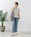 【C-FORTPOINT/フォートポイント】【ストレッチ性抜群の冷感素材を使用】フレンチスリーブ モックネックTシャツ プチハイネック プルオーバー 接触冷感 涼しい 二の腕カバー サイドスリット