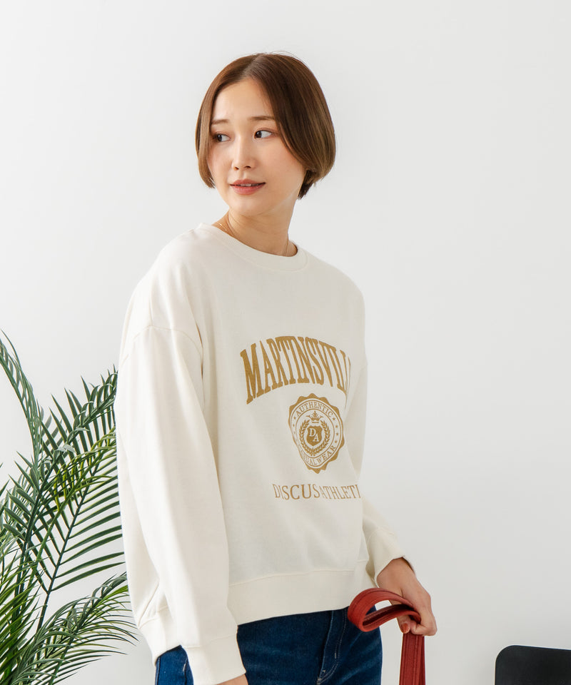 【DISCUS/ディスカス】カレッジロゴ 裏起毛スウェット 裾ラウンド