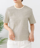 【C-FORTPOINT/フォートポイント】【細見え スタイルアップ効果】細ボーダー ジャガードリブTシャツ 着痩せ きれいめ オフィス 通勤 大人カジュアル フレンチシック