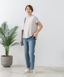 【C-FORTPOINT/フォートポイント】【ストレッチ性抜群の冷感素材を使用】フレンチスリーブ モックネックTシャツ プチハイネック プルオーバー 接触冷感 涼しい 二の腕カバー サイドスリット