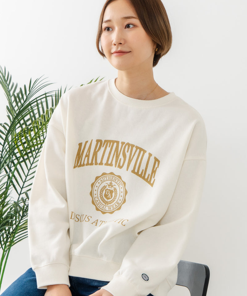 【DISCUS/ディスカス】カレッジロゴ 裏起毛スウェット 裾ラウンド
