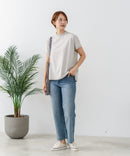 【C-FORTPOINT/フォートポイント】【ストレッチ性抜群の冷感素材を使用】フレンチスリーブ モックネックTシャツ プチハイネック プルオーバー 接触冷感 涼しい 二の腕カバー サイドスリット