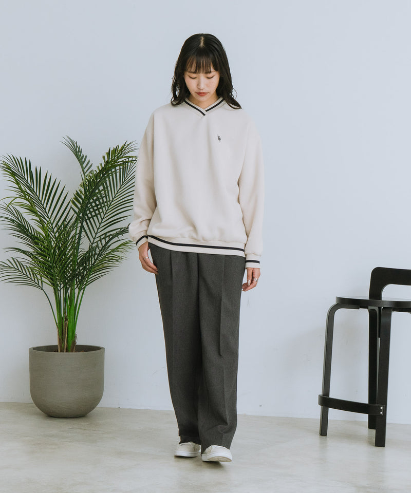 【U.S. POLO ASSN./ユーエスポロアッスン】Vネック リブライン 裏起毛 スウェットトレーナー