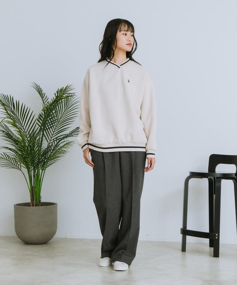 【U.S. POLO ASSN./ユーエスポロアッスン】Vネック リブライン 裏起毛 スウェットトレーナー