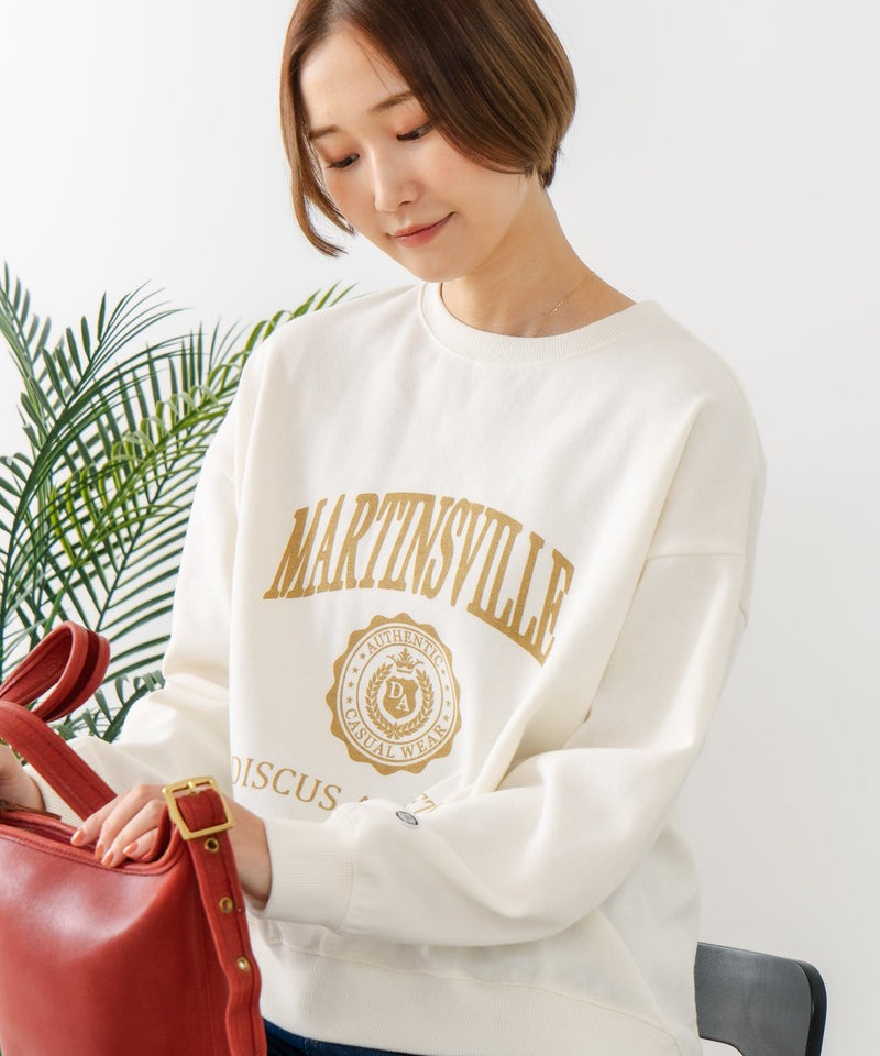 【DISCUS/ディスカス】カレッジロゴ 裏起毛スウェット 裾ラウンド