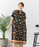 【C-FORT POINT/フォートポイント】さらっと軽やか インド綿 総柄シャツワンピース リゾート Aライン フレア 羽織り ナチュラル 軽やか 旅行 コットン100%