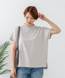 【C-FORTPOINT/フォートポイント】【ストレッチ性抜群の冷感素材を使用】フレンチスリーブ モックネックTシャツ プチハイネック プルオーバー 接触冷感 涼しい 二の腕カバー サイドスリット
