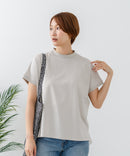 【C-FORTPOINT/フォートポイント】【ストレッチ性抜群の冷感素材を使用】フレンチスリーブ モックネックTシャツ プチハイネック プルオーバー 接触冷感 涼しい 二の腕カバー サイドスリット