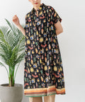【C-FORT POINT/フォートポイント】さらっと軽やか インド綿 総柄シャツワンピース リゾート Aライン フレア 羽織り ナチュラル 軽やか 旅行 コットン100%