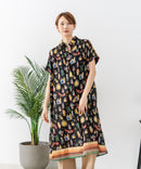【C-FORT POINT/フォートポイント】さらっと軽やか インド綿 総柄シャツワンピース リゾート Aライン フレア 羽織り ナチュラル 軽やか 旅行 コットン100%