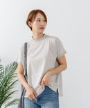 【C-FORTPOINT/フォートポイント】【ストレッチ性抜群の冷感素材を使用】フレンチスリーブ モックネックTシャツ プチハイネック プルオーバー 接触冷感 涼しい 二の腕カバー サイドスリット