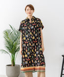 【C-FORT POINT/フォートポイント】さらっと軽やか インド綿 総柄シャツワンピース リゾート Aライン フレア 羽織り ナチュラル 軽やか 旅行 コットン100%