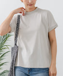 【C-FORTPOINT/フォートポイント】【ストレッチ性抜群の冷感素材を使用】フレンチスリーブ モックネックTシャツ プチハイネック プルオーバー 接触冷感 涼しい 二の腕カバー サイドスリット