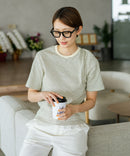 【C-FORTPOINT/フォートポイント】【細見え スタイルアップ効果】細ボーダー ジャガードリブTシャツ 着痩せ きれいめ オフィス 通勤 大人カジュアル フレンチシック