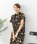 【C-FORT POINT/フォートポイント】さらっと軽やか インド綿 総柄シャツワンピース リゾート Aライン フレア 羽織り ナチュラル 軽やか 旅行 コットン100%