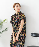 【C-FORT POINT/フォートポイント】さらっと軽やか インド綿 総柄シャツワンピース リゾート Aライン フレア 羽織り ナチュラル 軽やか 旅行 コットン100%