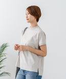 【C-FORTPOINT/フォートポイント】【ストレッチ性抜群の冷感素材を使用】フレンチスリーブ モックネックTシャツ プチハイネック プルオーバー 接触冷感 涼しい 二の腕カバー サイドスリット