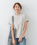 【C-FORTPOINT/フォートポイント】【ストレッチ性抜群の冷感素材を使用】フレンチスリーブ モックネックTシャツ プチハイネック プルオーバー 接触冷感 涼しい 二の腕カバー サイドスリット